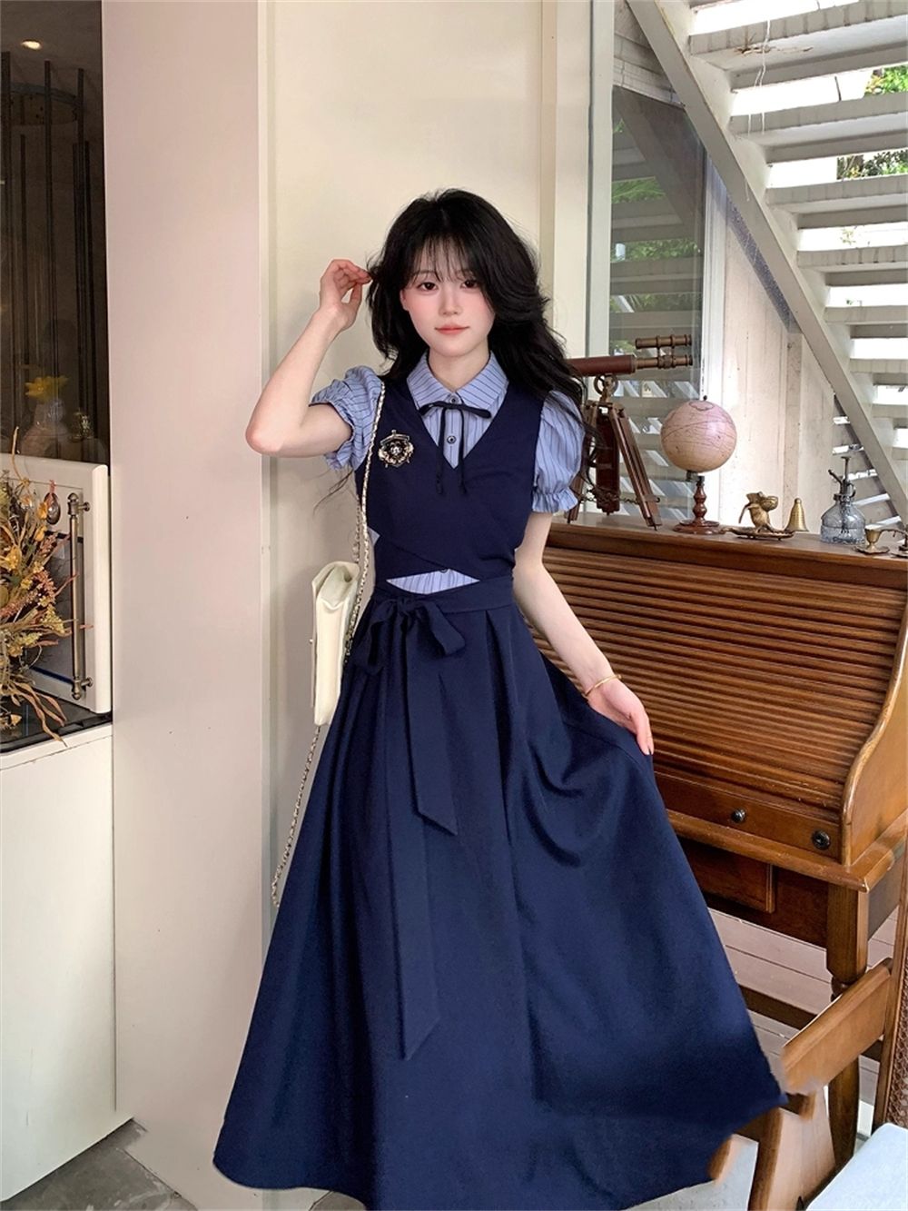 Korean Style A Line Shirt Dress - Zomer dagelijkse kleding JK uniform geruit