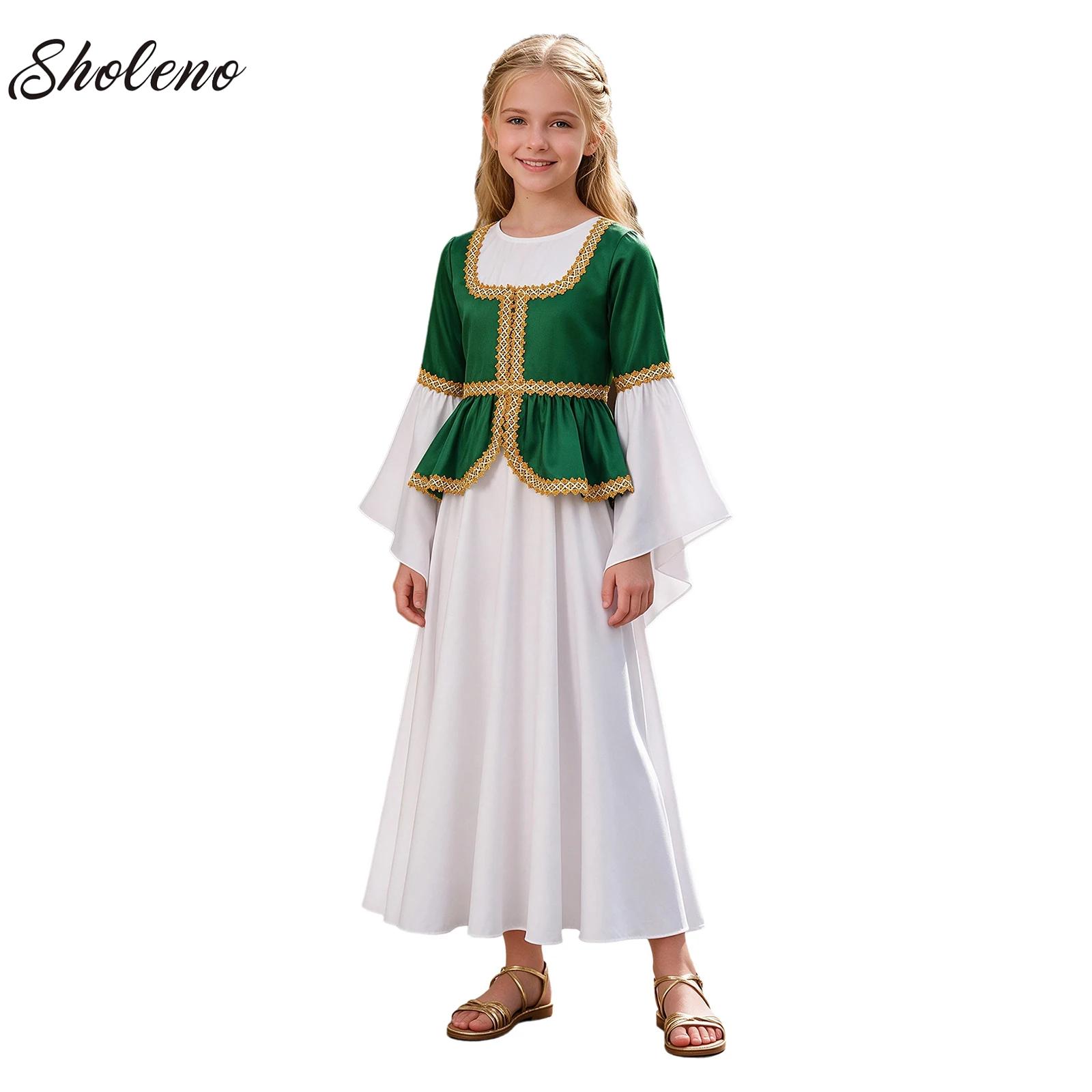 Dresses - Meisjes Peplum Middeleeuwse Prinsessenjurk Lange Mouwen