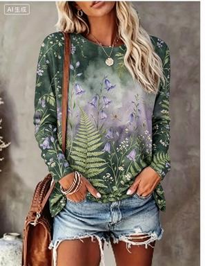 Blouses - Dames T-shirt met lange mouwen, gradiënt