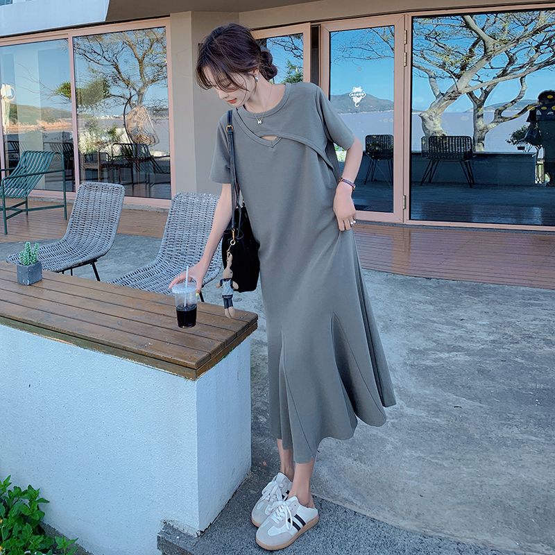 Luie stijl uitgeholde effen ee - Korean Style A Line Shirt Dress recensie en prijs