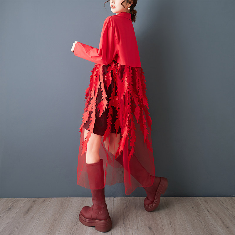 Lente nieuwe losse overhemdjur - Korean Style A Line Shirt Dress recensie en prijs