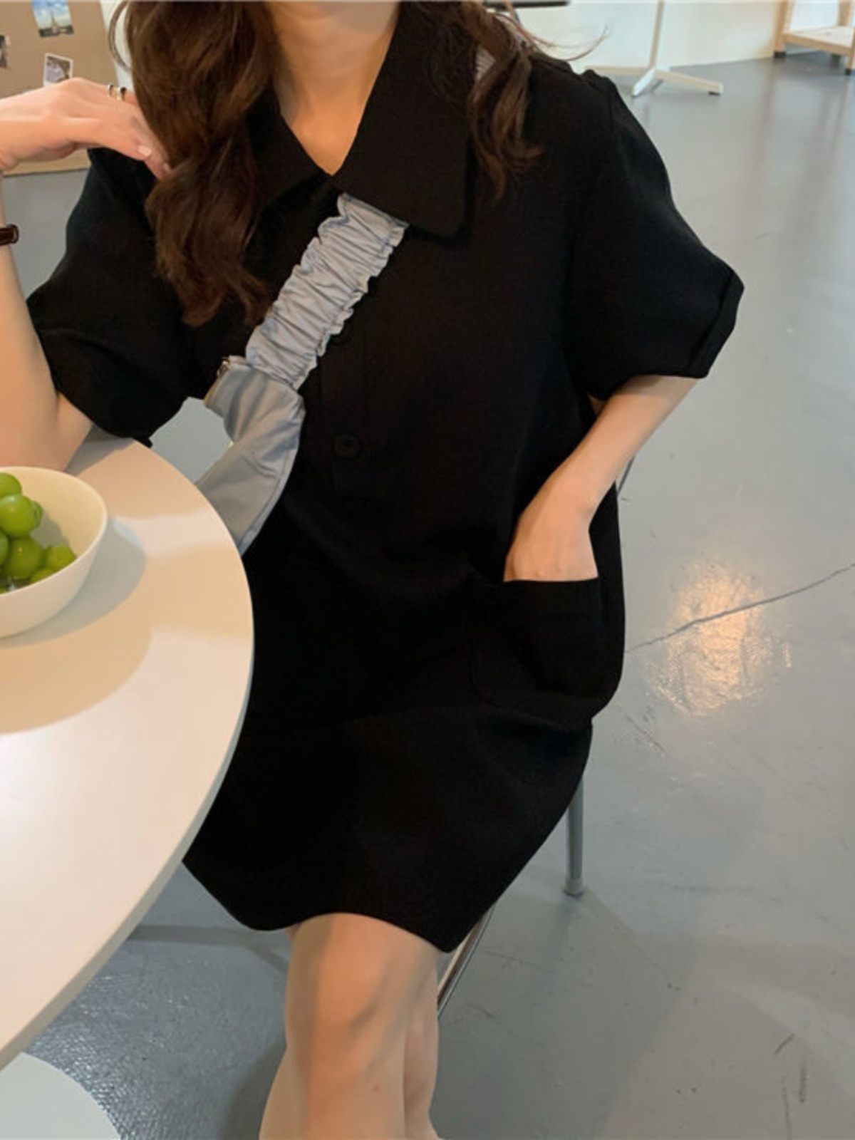 Plus Size A-lijn Jurk met Kraa - Korean Style A Line Shirt Dress recensie en prijs