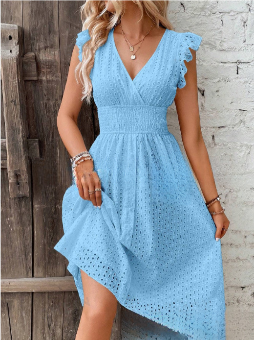 Zomerjurk van katoen met oogje - French Vintage Floral Midi Dress recensie en prijs