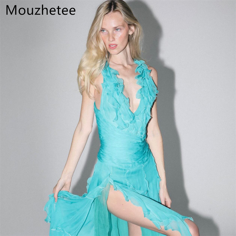 Mouzhetee Eenvoudige A-lijn V- - Elegant Satin Evening Gown Split recensie en prijs