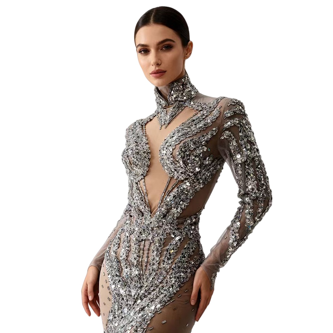 Zilveren sprankelende paillett - Sparkly Rhinestone Club Party Dress recensie en prijs