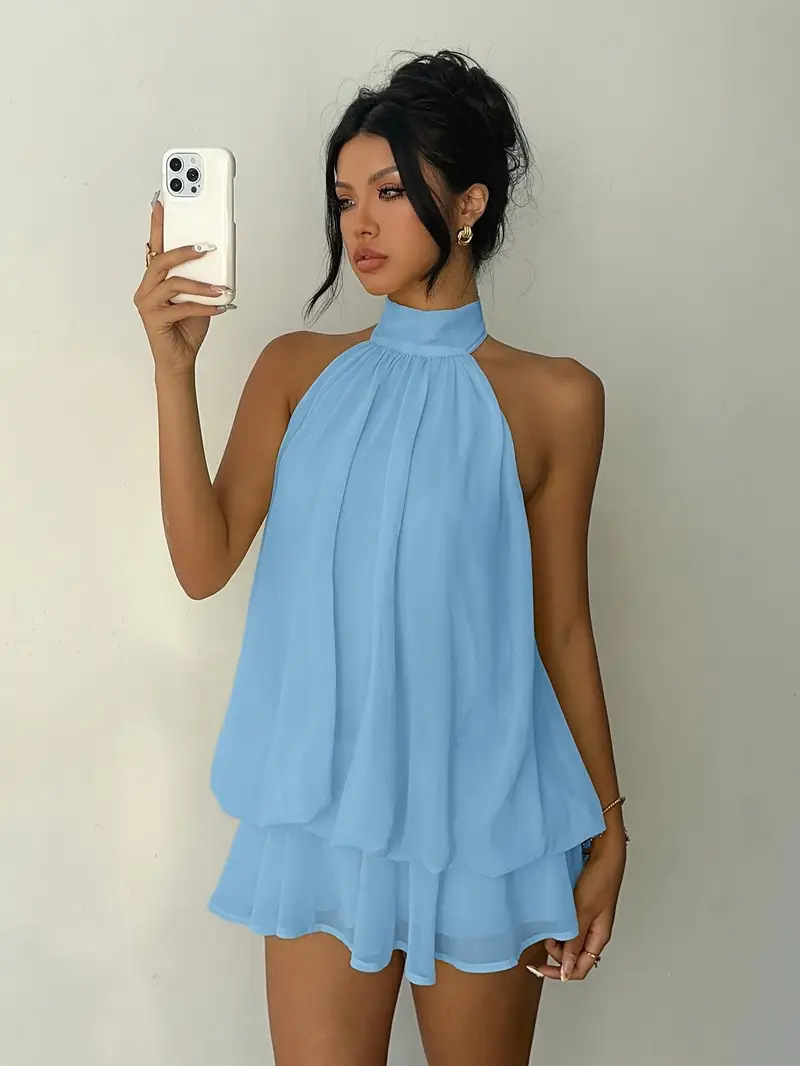 Damesjurk met halternek, ruglo - Y2K Backless Halter Mini Dress recensie en prijs