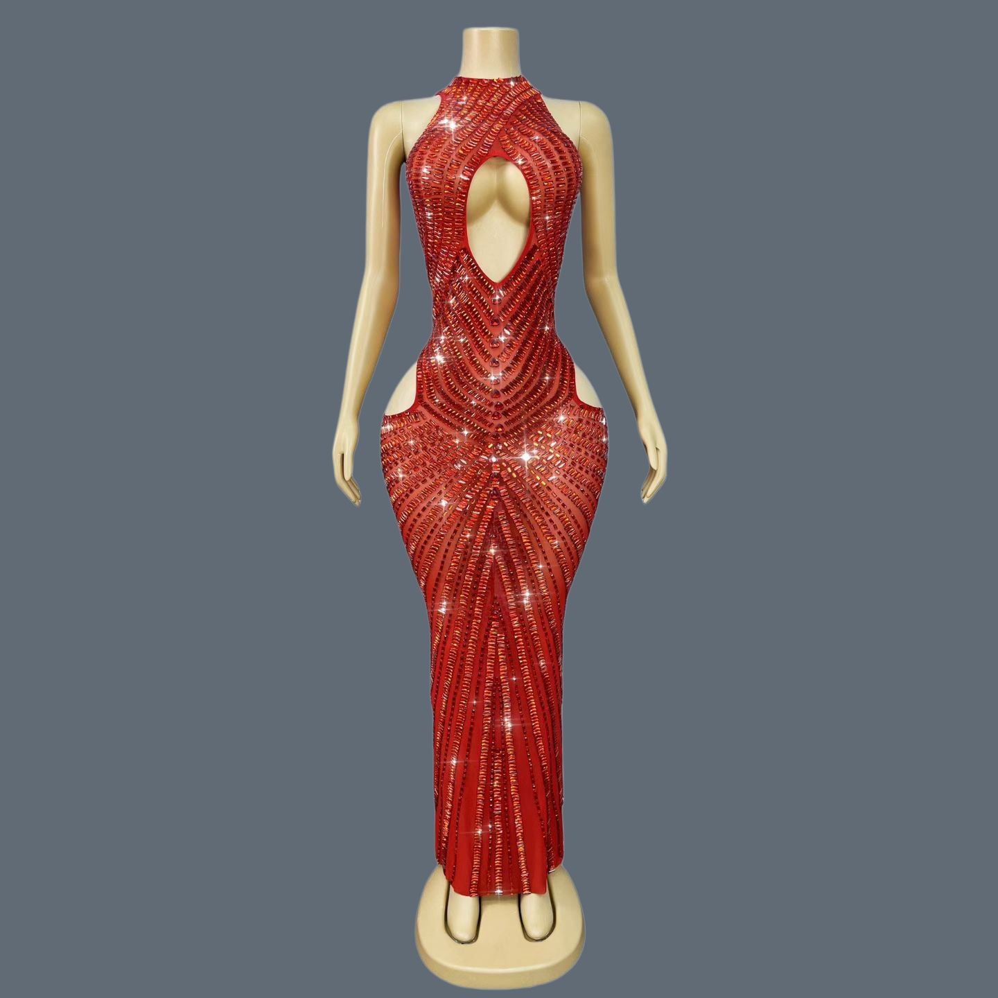 Luxe rode strass-avondjurk met - Sparkly Rhinestone Club Party Dress recensie en prijs